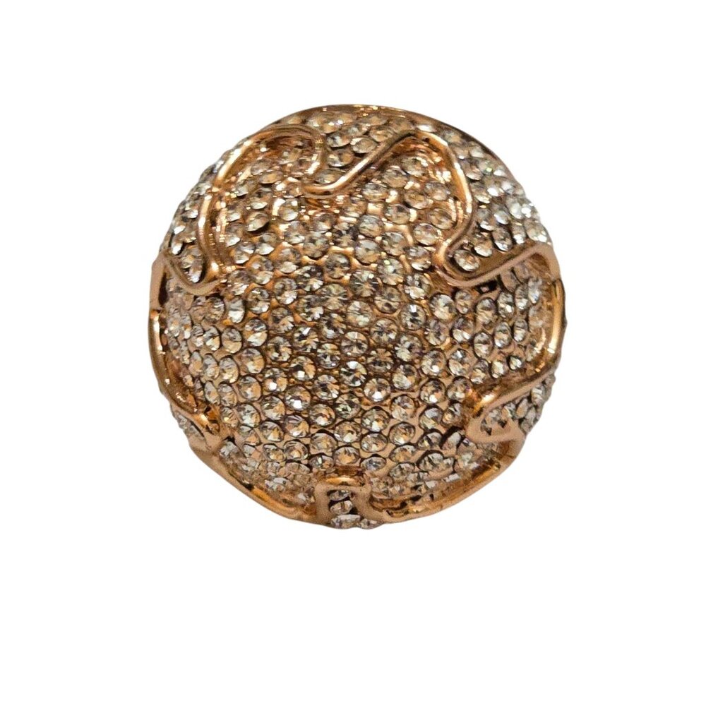 Huge Blingy Pink Gold Tone Cocktail Ring Size 8 (A9058) - Picture 3 of 6
